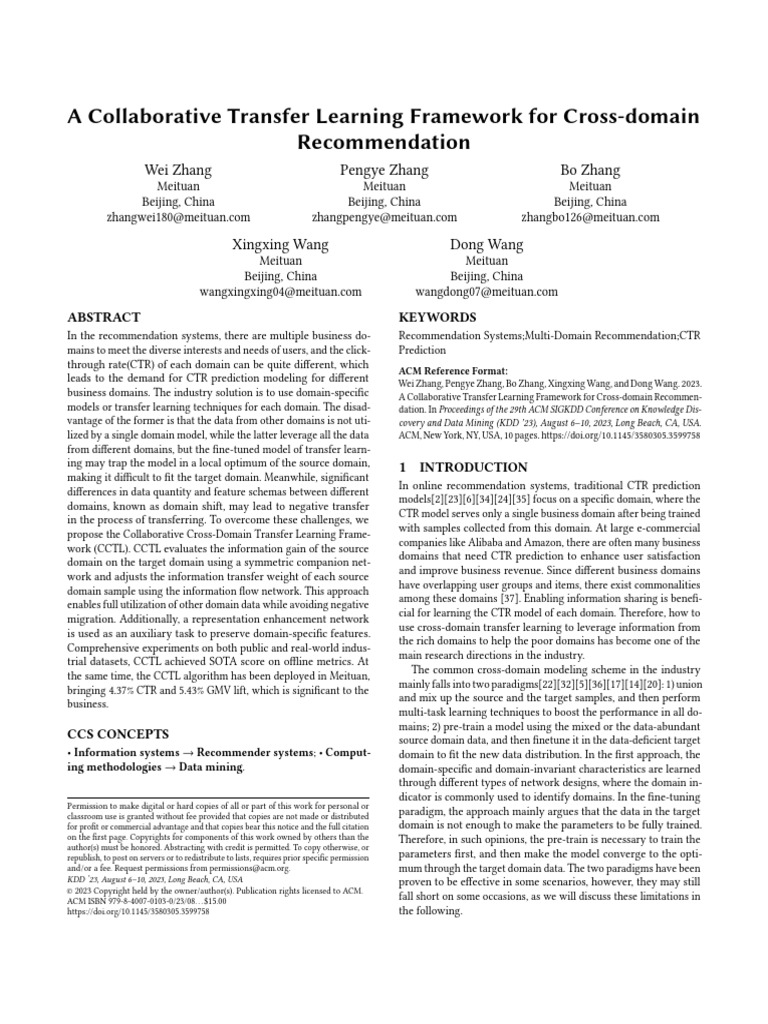 Cross-Domain Transfer Learning for CTR | PDF | Data Mining