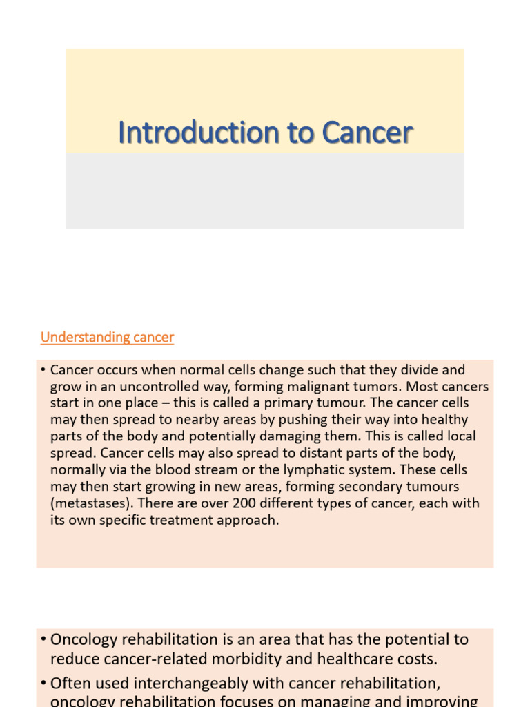 1st Introduction to Cancer | PDF | Cancer | Physical Therapy