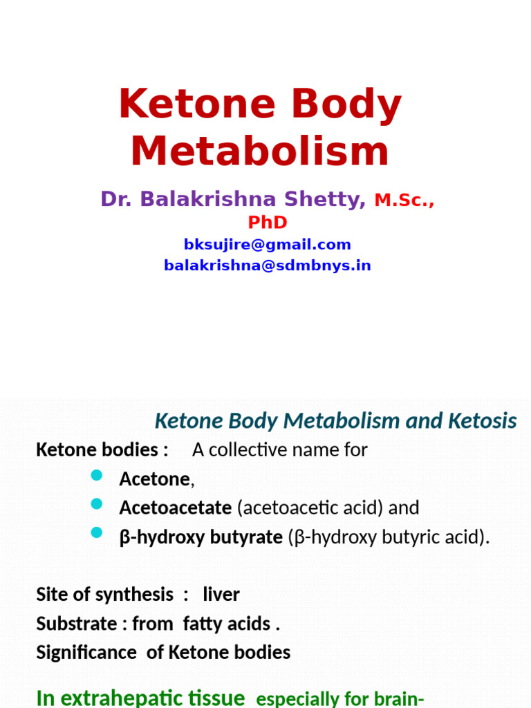 Ketone Body Metabolism Explained | PDF | Ketosis | Organic Compounds