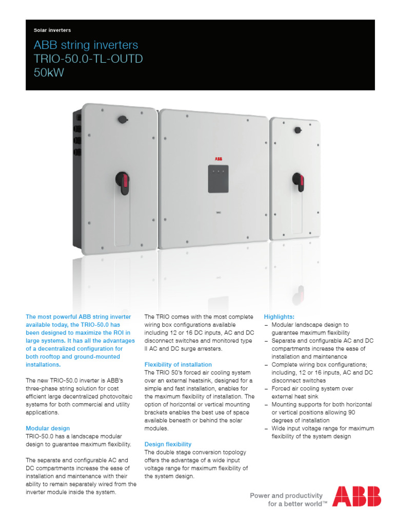 ABB TRIO-50.0 Solar Inverter Overview | PDF | Power Inverter | Direct ...