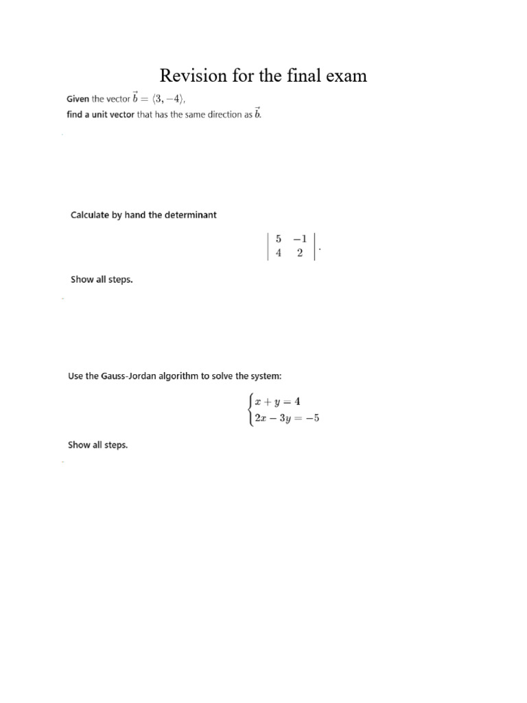 Final Exam Revision Guide | PDF