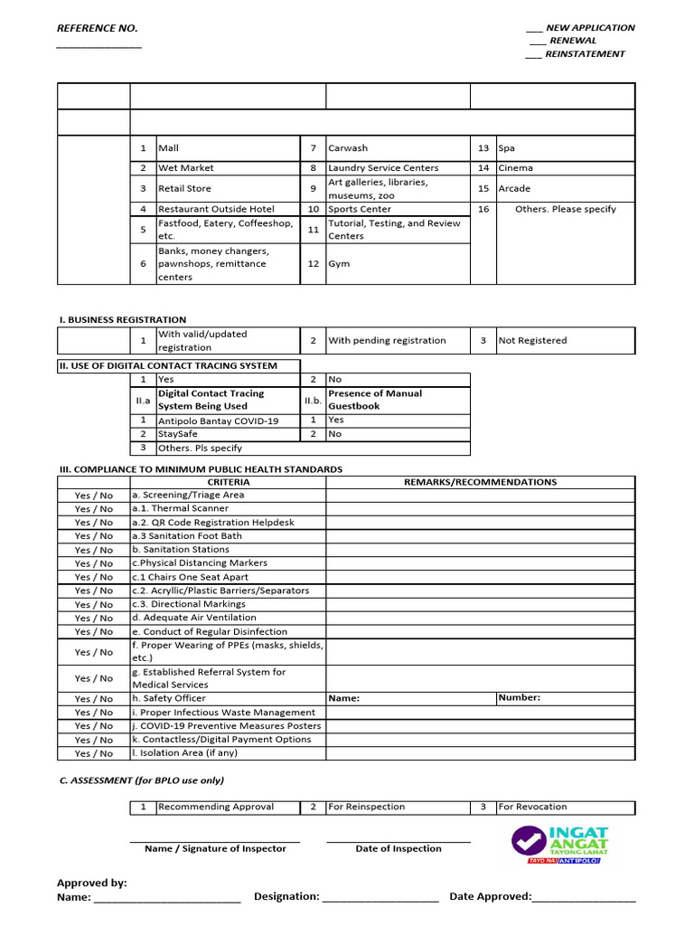 Antipolo Safety Seal - Assessment Form | PDF