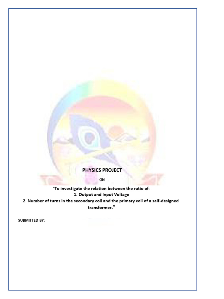 Physics Project | PDF | Transformer | Inductor