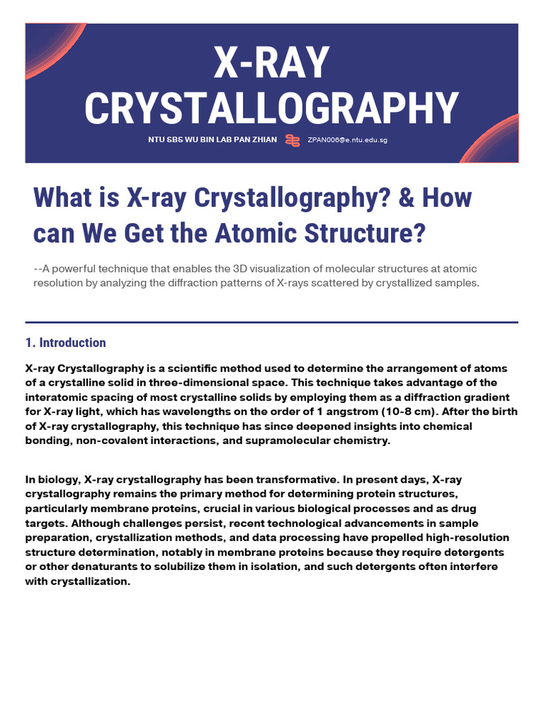 X-ray Crystallography: 3D Atomic Structure | PDF | X Ray ...