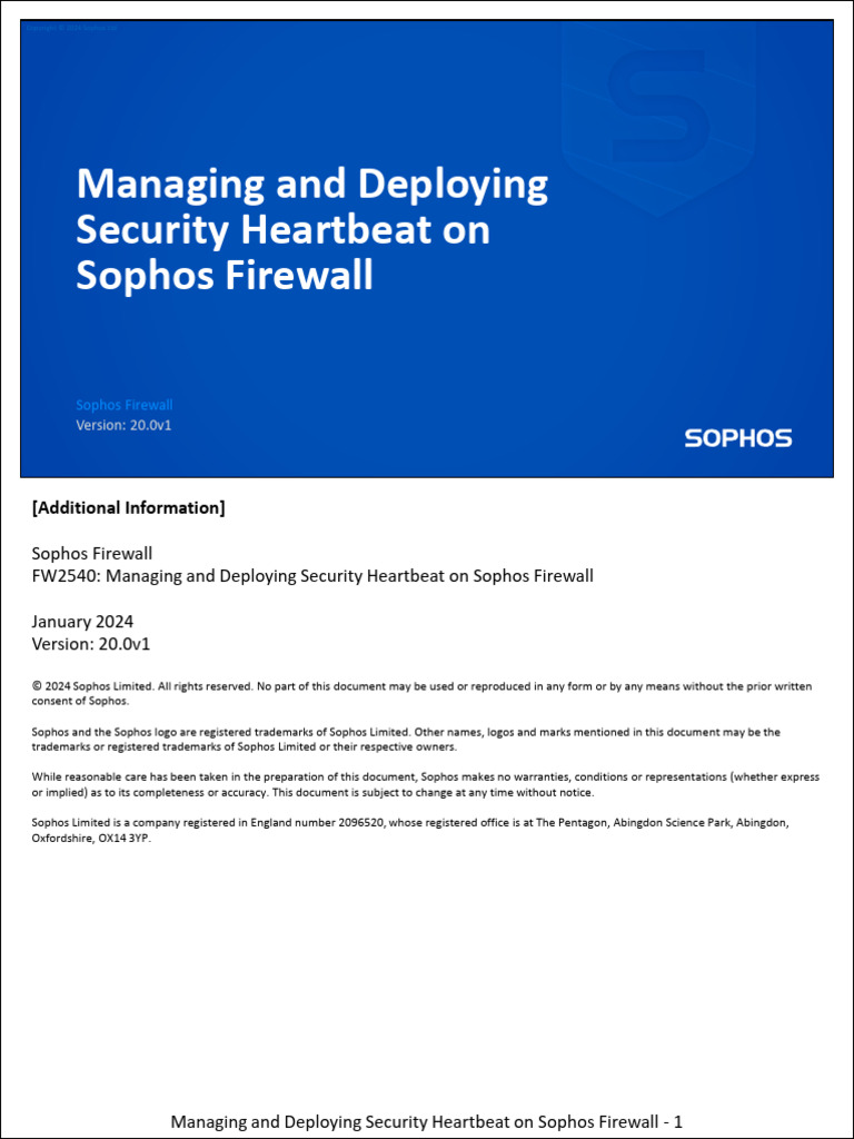 Deploying Security Heartbeat on Sophos Firewall | PDF | Computer ...