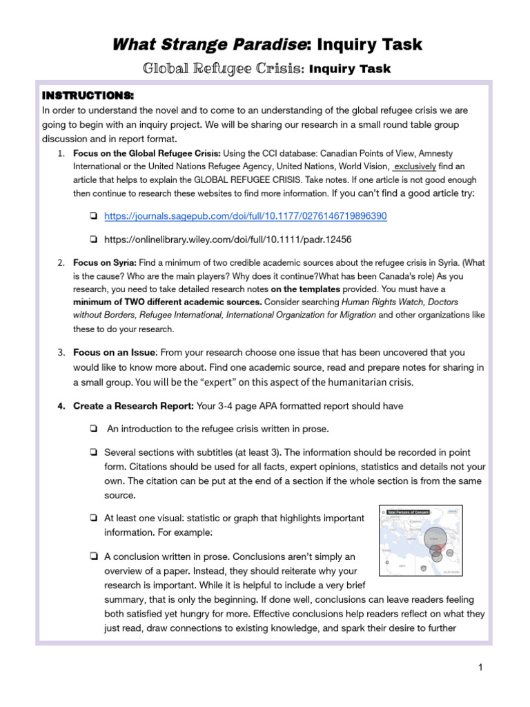 Global Refugee Crisis Inquiry Project | PDF | Citation | Human ...