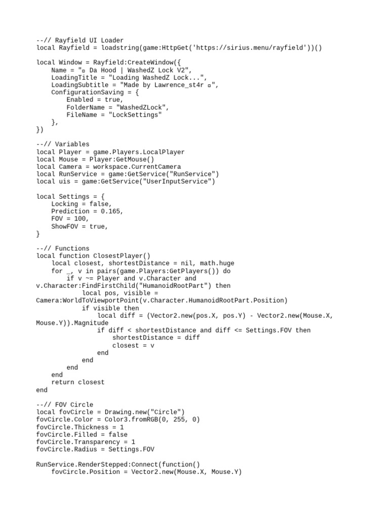 Da Hood WashedZ Lock V2 Script | PDF | Software | Computing