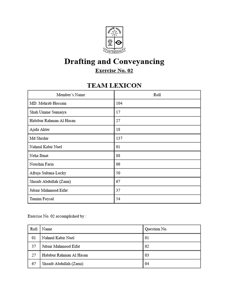 Drafting and Conveyancing Exercise 02 | PDF