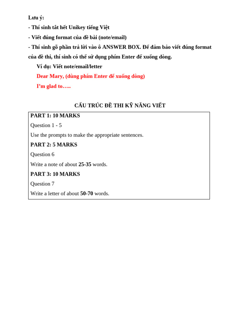 A2 Writing Exam Format Guide | PDF
