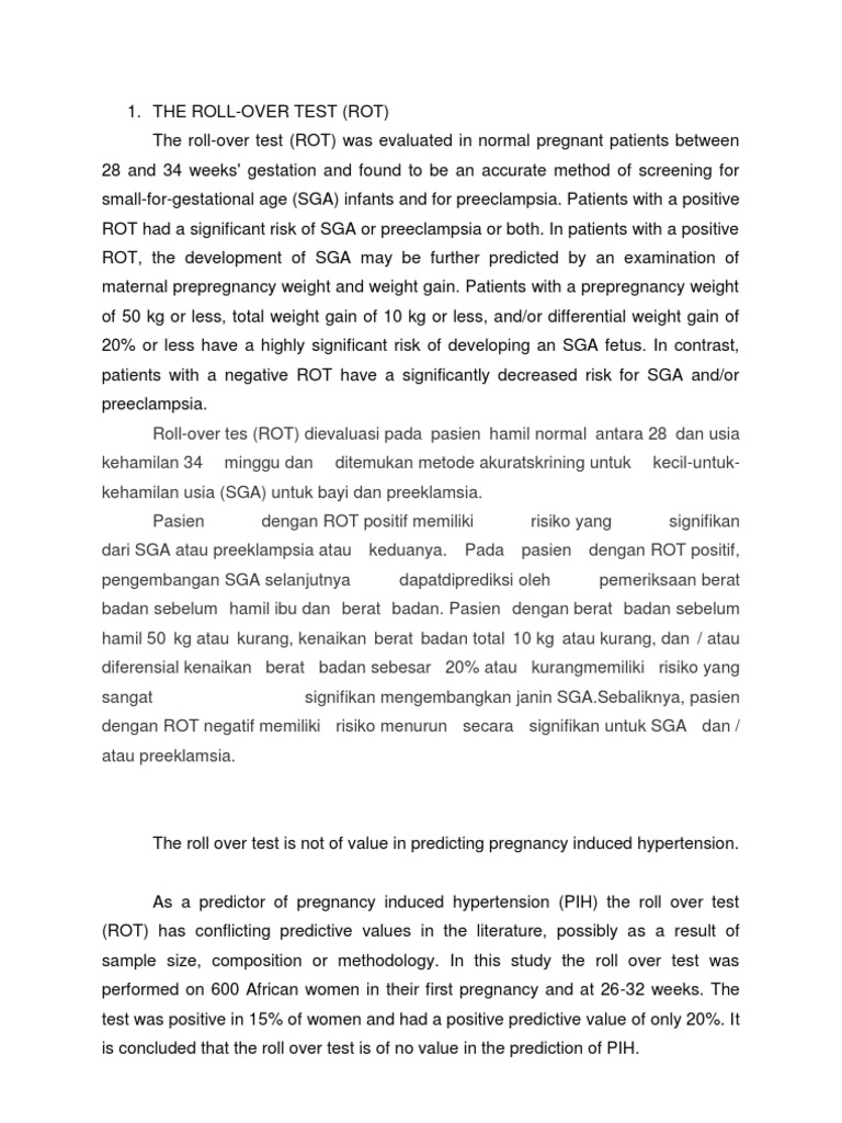 Kegunaan Roll-Over Test dalam Kehamilan | PDF