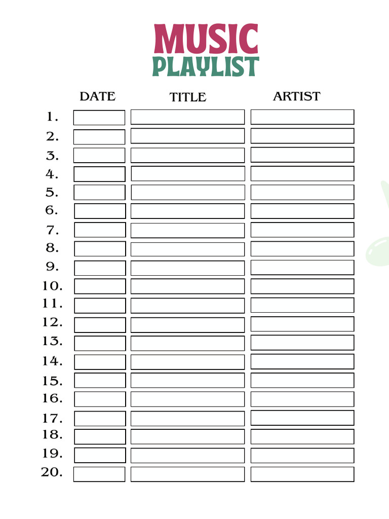 Music Playlist Interior | PDF