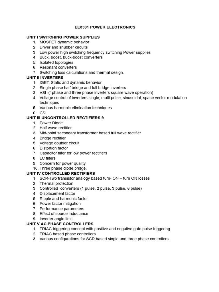 Ee3591 Power Electronics | PDF