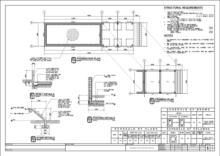 Swimming Pool Structural Plans | PDF
