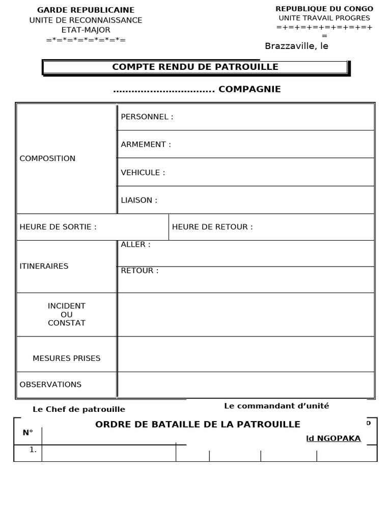 Compte Rendu de Patrouille Militaire | PDF