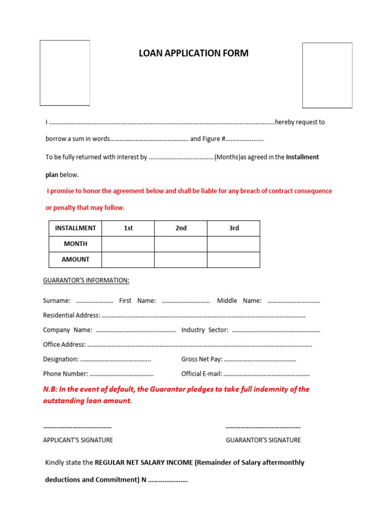 Loan Application Form Template | PDF