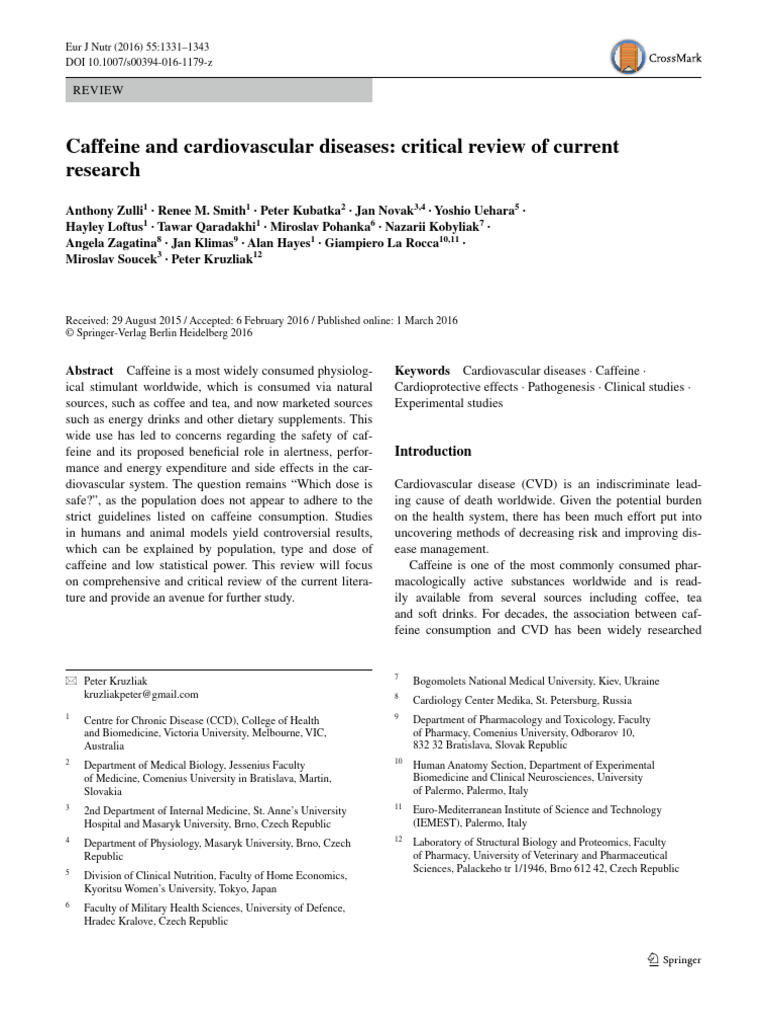 Caffeine's Impact on Cardiovascular Health | PDF | Caffeine | Blood ...