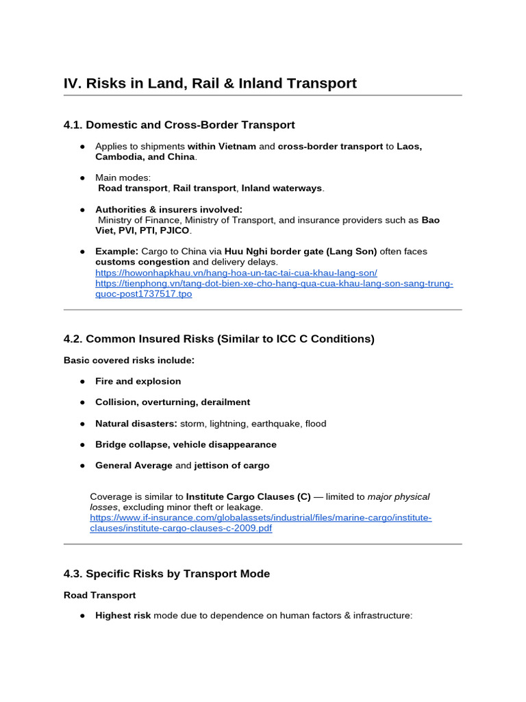 IV - Risk in Land, Rail & Inland Transport | PDF