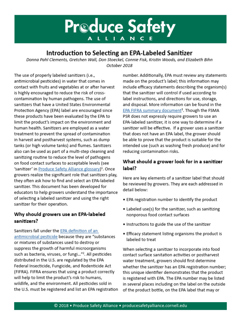 Selecting EPA-Labeled Sanitizers | PDF | Disinfectant | Toxicology
