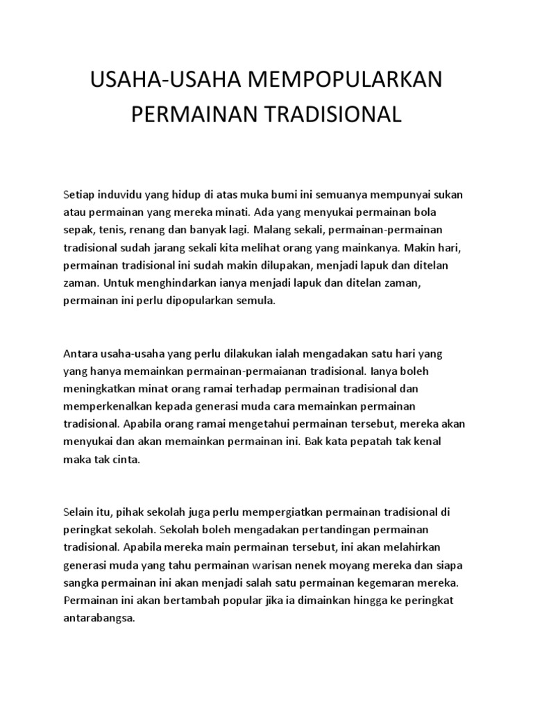 Langkah Mempopularkan Permainan Tradisional Malaubuim