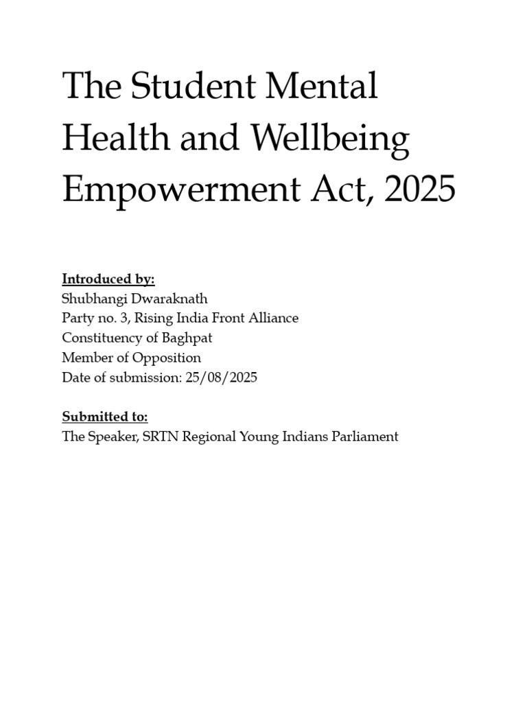 The Student Mental Health and Wellbeing Empowerment Act, 2025 | PDF ...