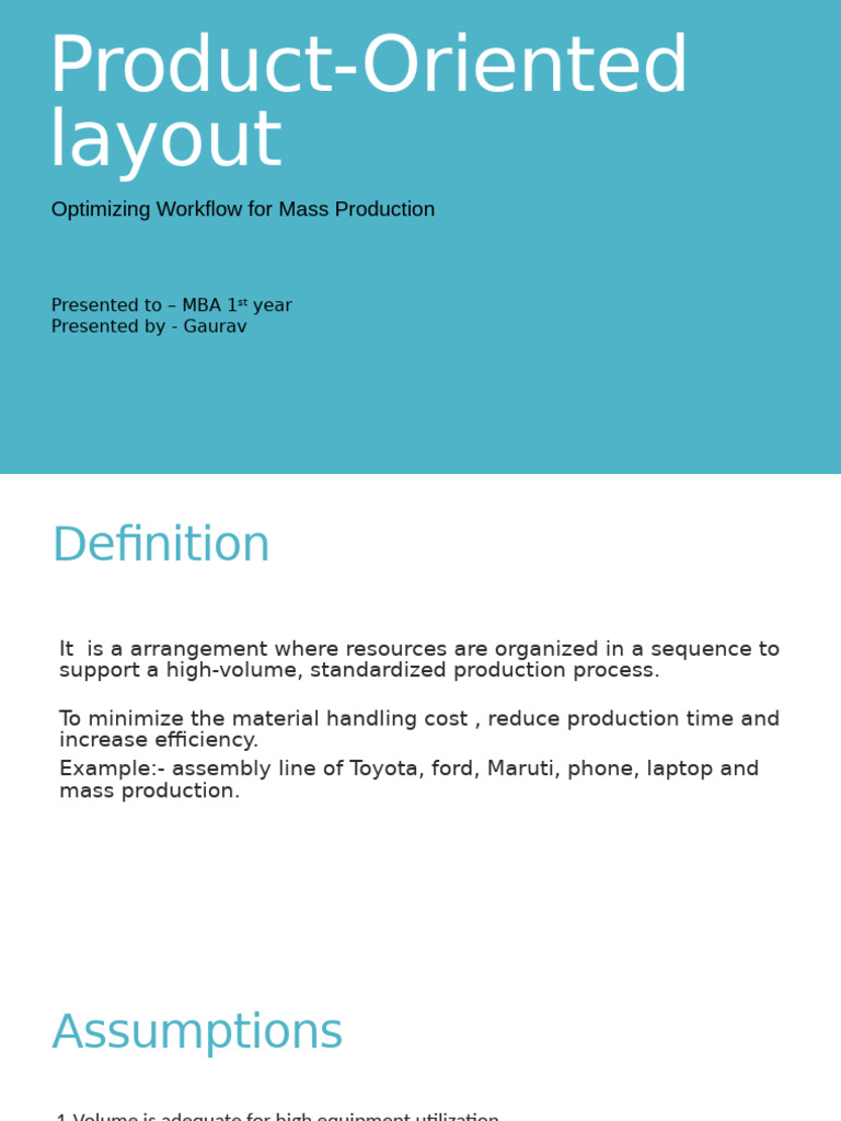 Optimizing Product-Oriented Layout | PDF | Mass Production | Production ...