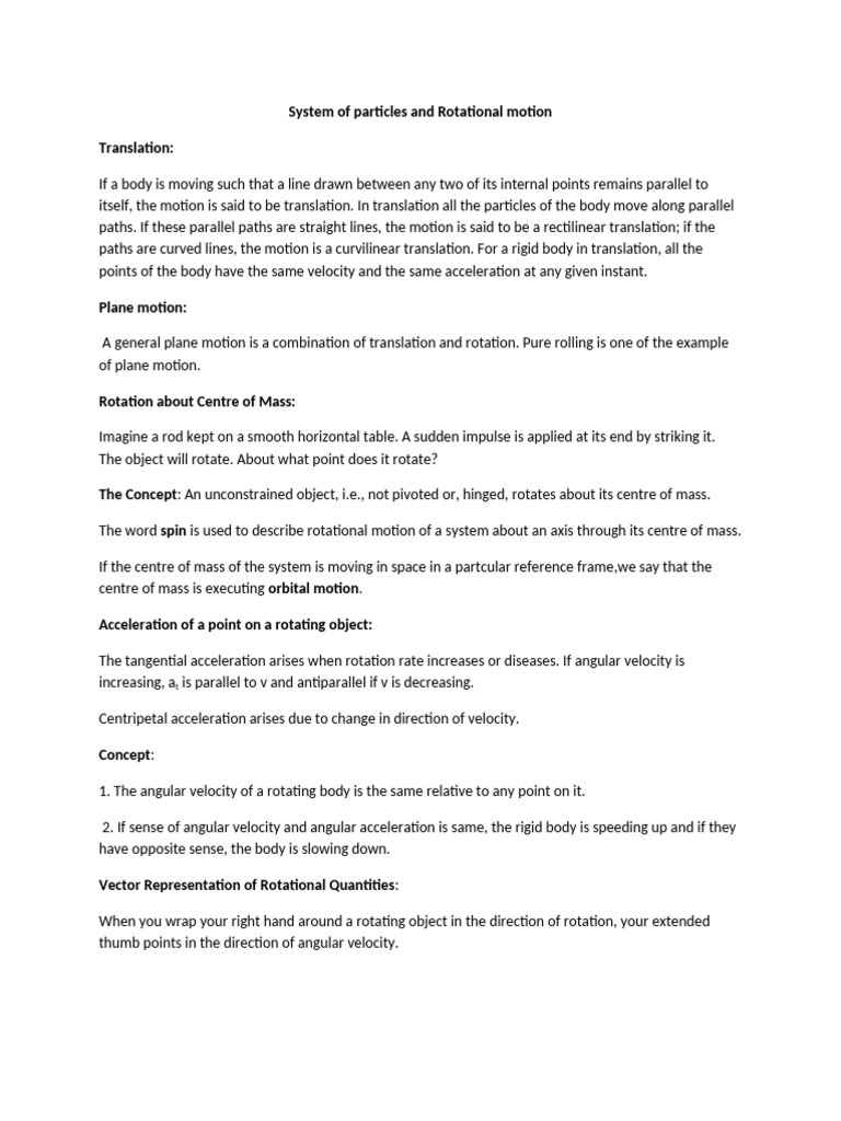 System of Particles and Rotational Motion New | PDF | Rotation Around A ...
