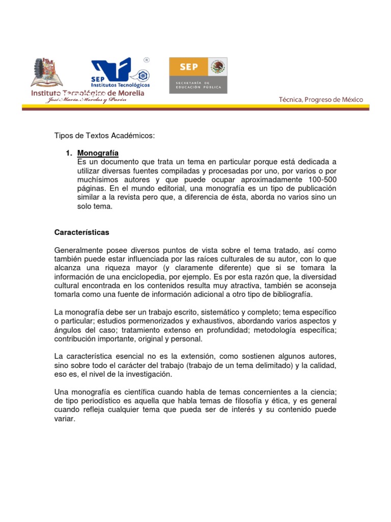 Tipos de Textos Academicos