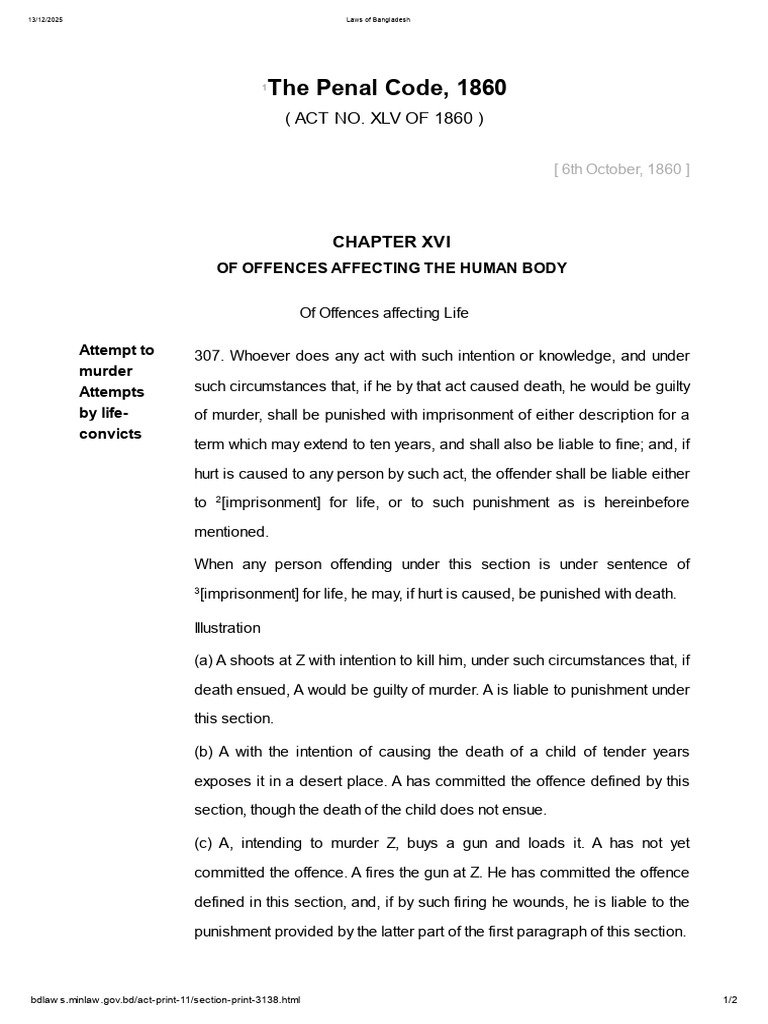 Section Penal Code | PDF | Murder | Crimes