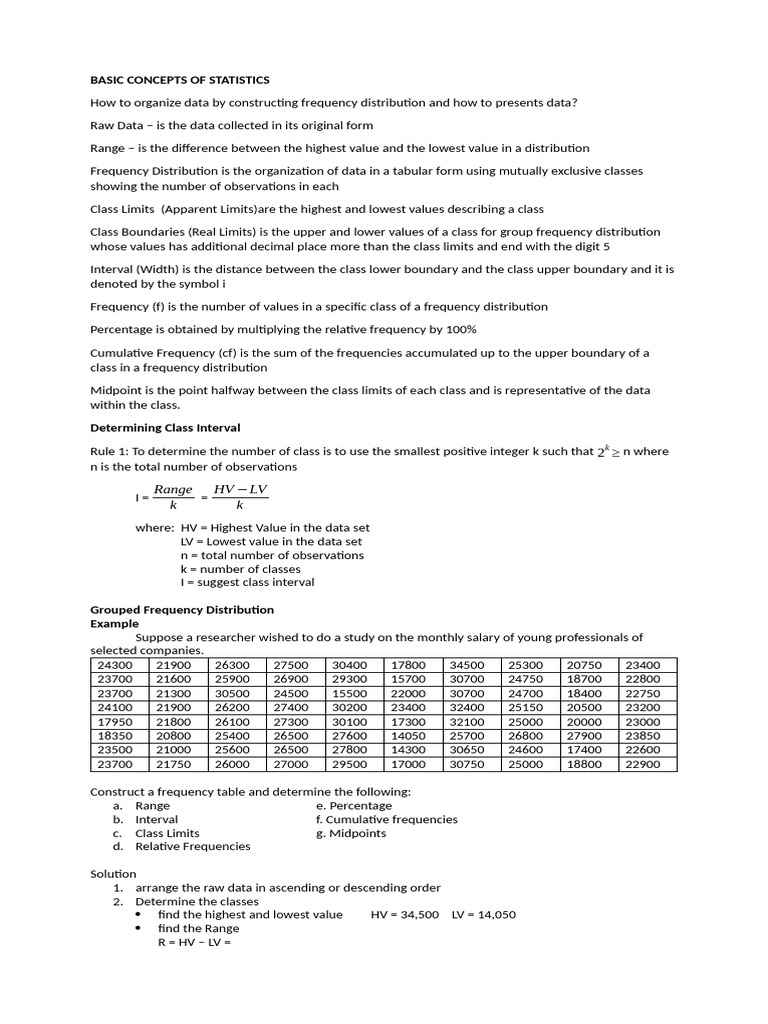 Basic Concepts of Statistics | PDF | Numbers | Interval (Mathematics)