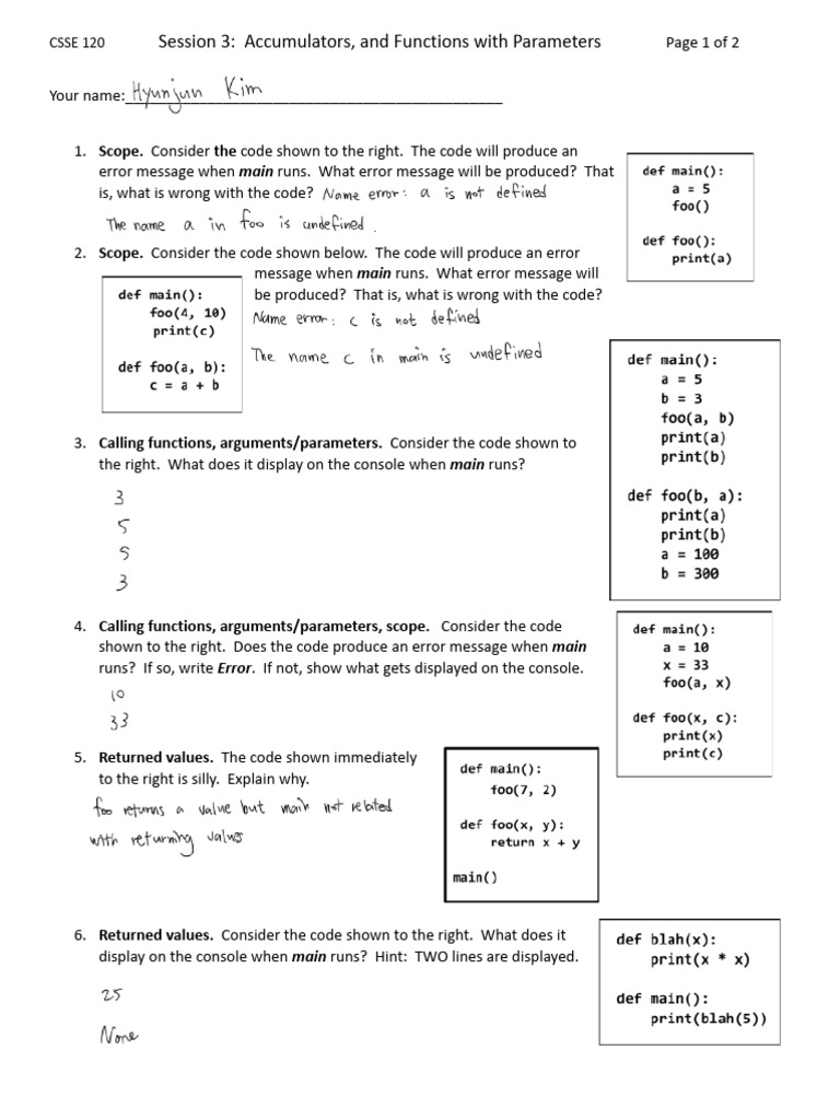 CSSE 120: Accumulators & Functions Guide | PDF