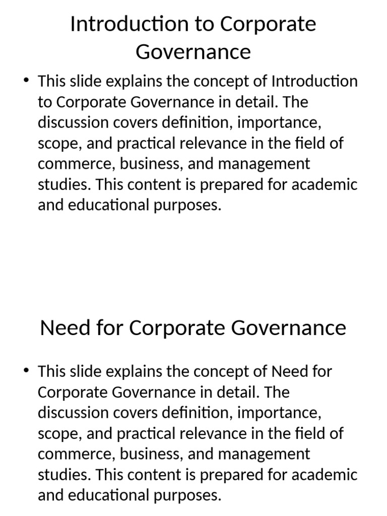 Corporate Governance Overview Guide | PDF | Corporate Governance | Business