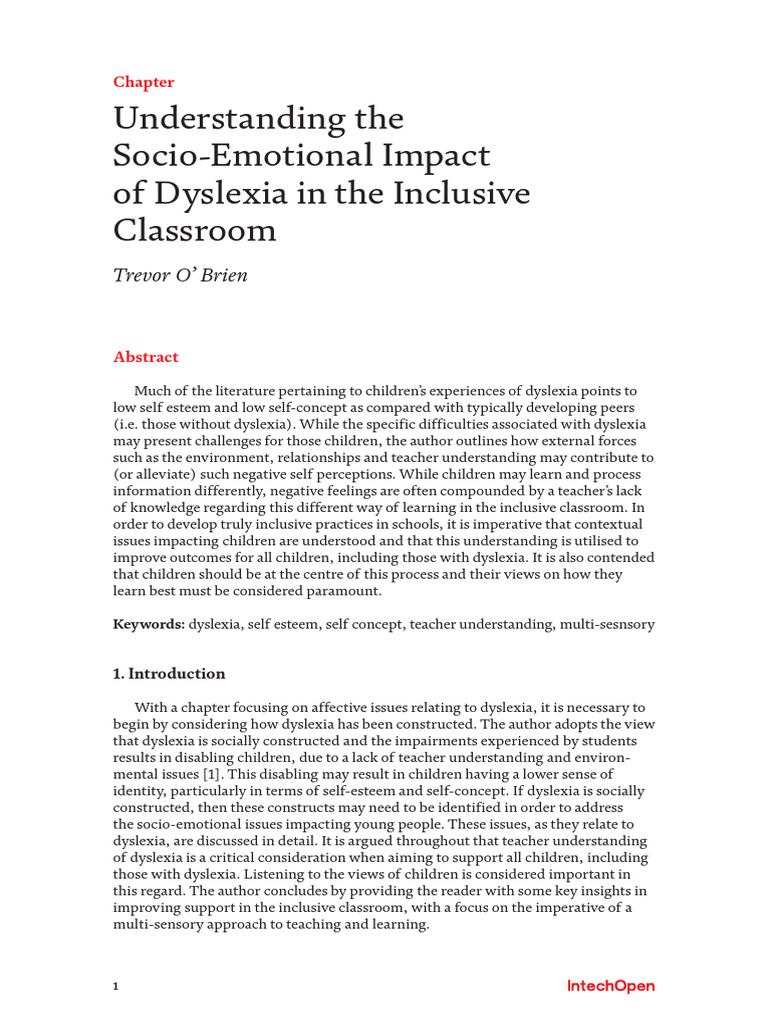 Social-Emotional Impact of Dyslexia | PDF | Self Esteem | Learning Styles