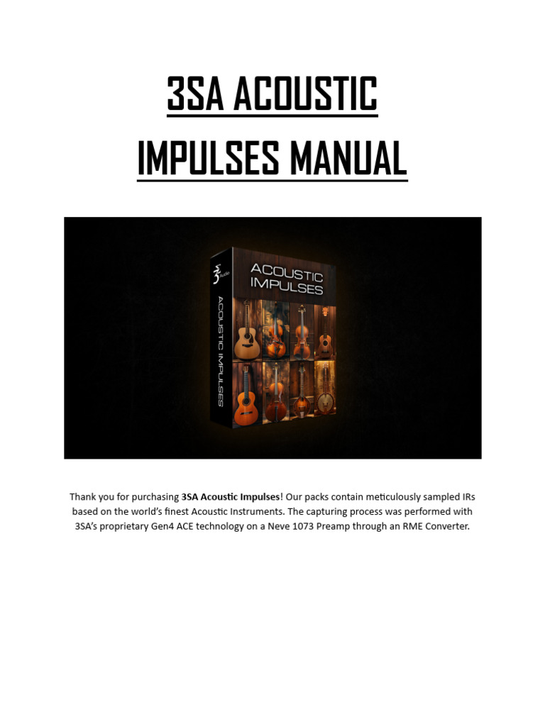 3SA Acoustic Impulses User Manual | PDF | Microphone | Bass Guitar