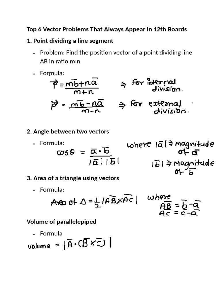 Top 6 Vector Problems for 12th Boards | PDF
