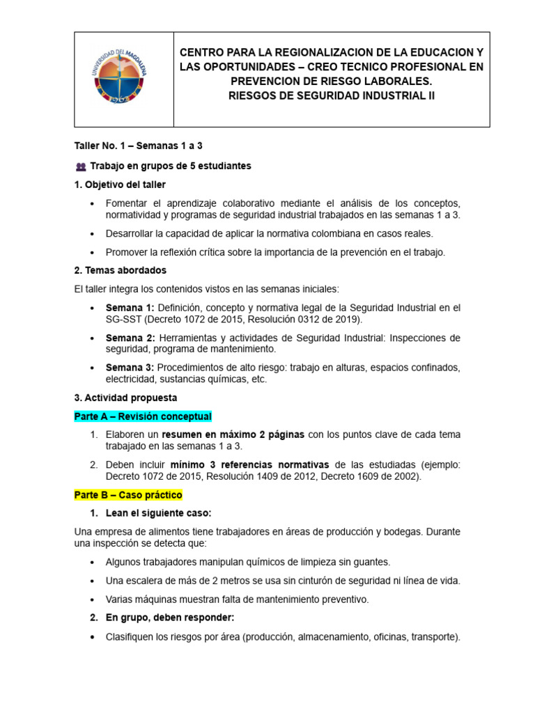 TALLER 1. Semana 1 A 3 | PDF