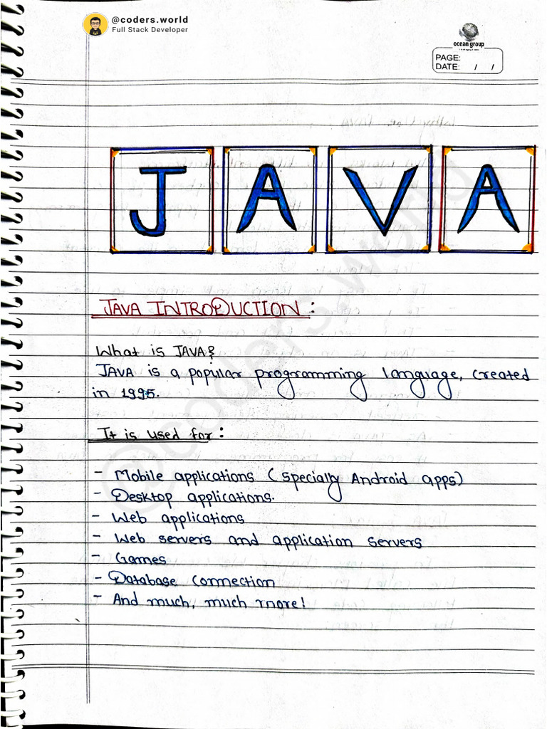 JAVA - Handwritten Notes | PDF
