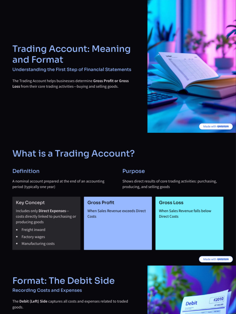 Trading Account Explained: Format & Purpose | PDF | Debits And Credits ...