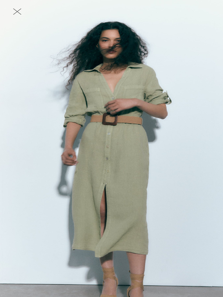 VESTIDO CAMISERO CON LINO CINTURÓN - Khaki claro ZARA España | PDF
