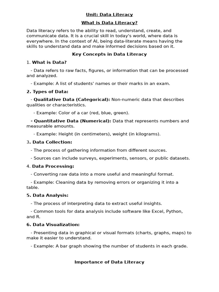 Unit Data Literacy | PDF | Data | Data Analysis