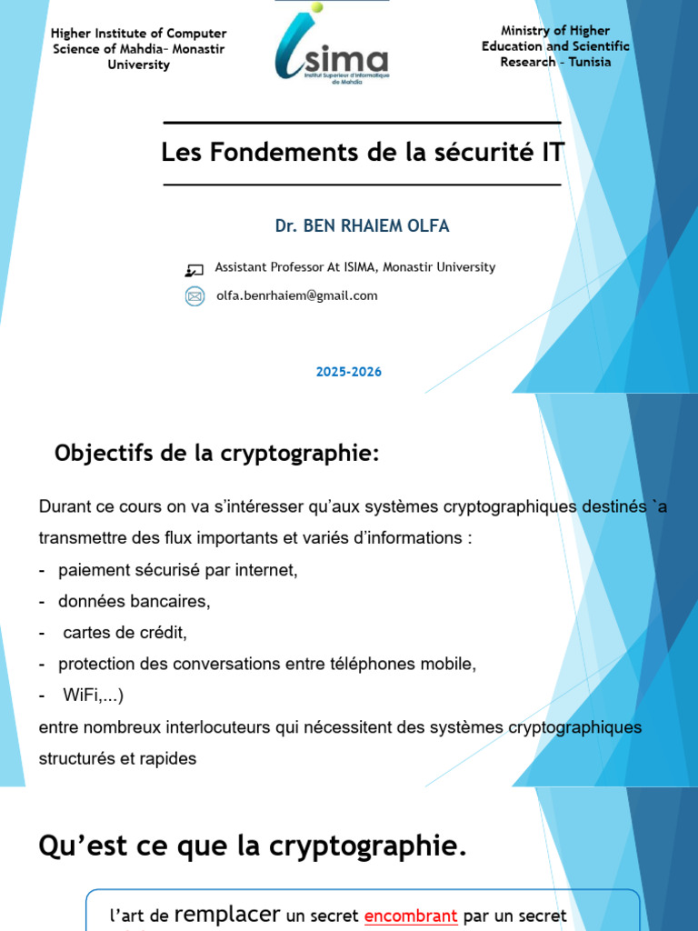 Fondements de la Cryptographie IT | PDF | Secret | Sécurité des ...
