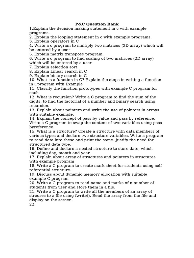 C Programming Concepts and Examples | PDF