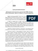 Declaración de Rubalcaba sobre el Rescate Financiero
