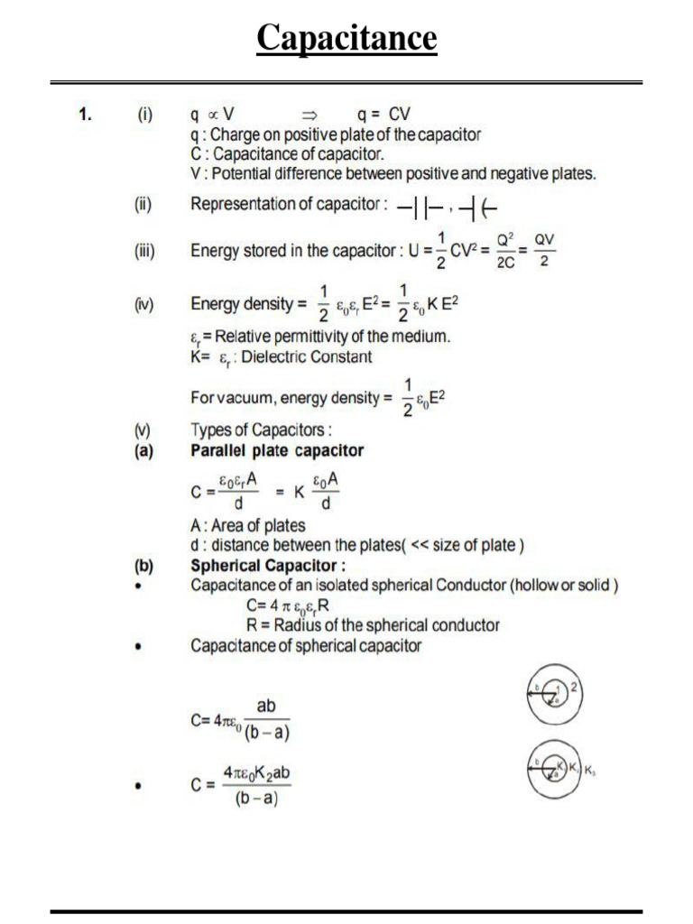 Capacitance Imp Formulas (1) | PDF
