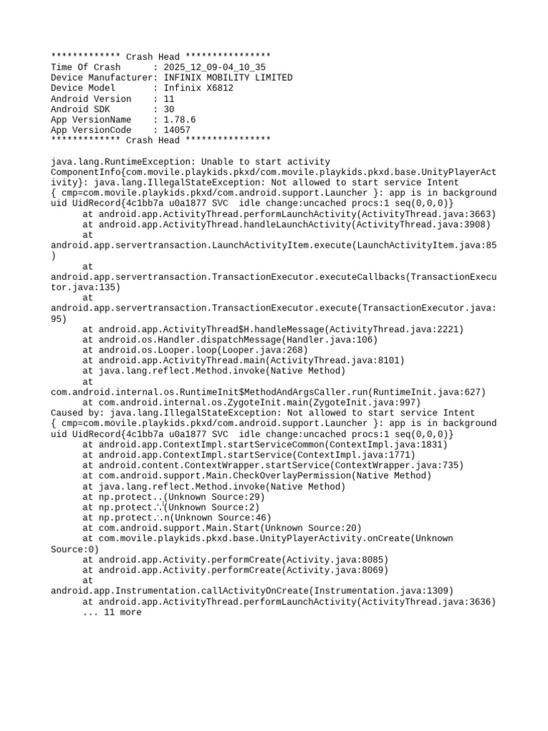 Infinix X6812 Crash Report Analysis | PDF | Java (Programming Language ...