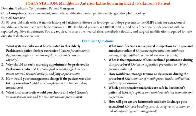 TOACS Station | PDF | Anesthesia | Parkinson's Disease