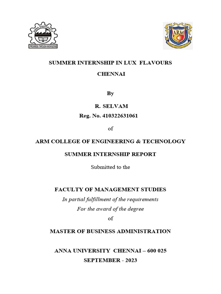Summer Internship Report - MR - selvAM | PDF