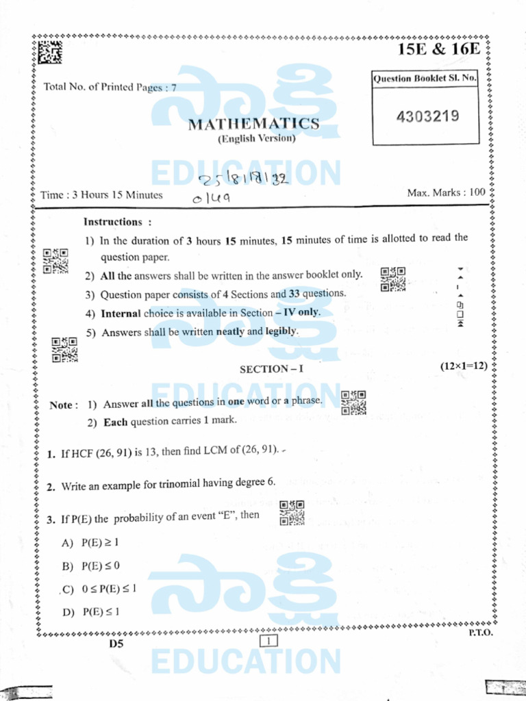 AP Tenth Class 2025 Mathematics New.jpg | PDF