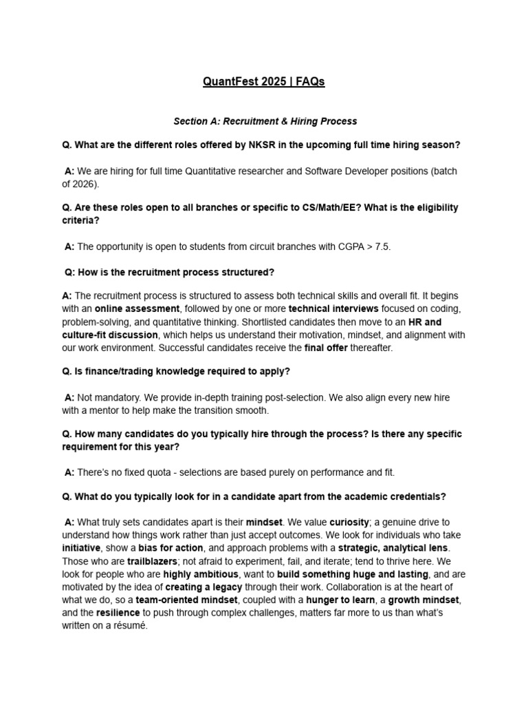 QuantFest 2025 _ FAQ Document | PDF | Recruitment | Mindset