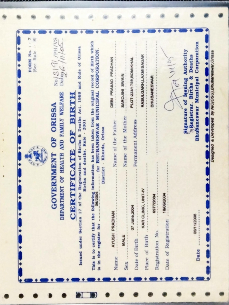 DOB Certificate | PDF
