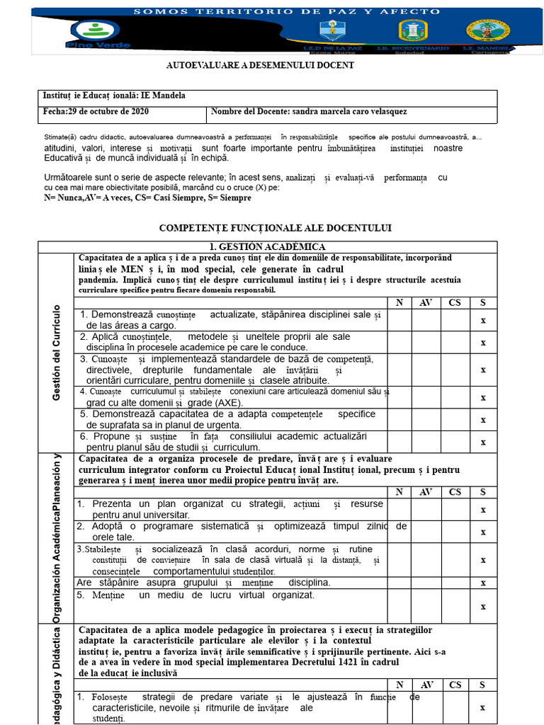 Format de Autoevaluare Pentru Cadre Didactice | PDF